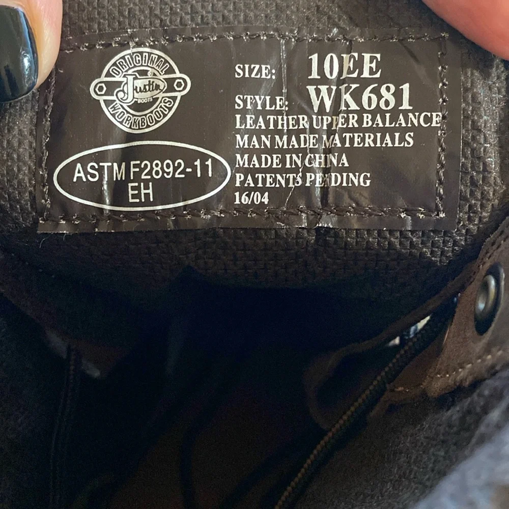 Justin Original Work Leather Men’s Boots, Size 10 EE